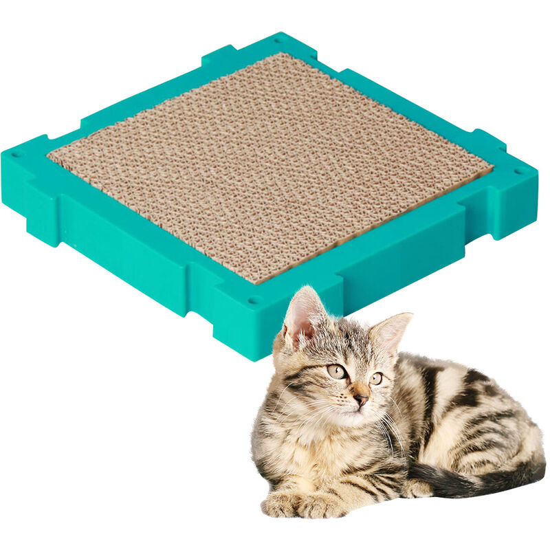 

Rascador para gatos Almohadilla para rascar de cartón ensamblada para gatos de interior, 1 pieza, Azul