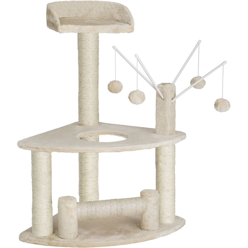 

Tectake - Rascador para gatos Blouky 90 cm - árbol rascador para gatos, parque de juegos para gatos con columnas de sisal, juguete para gatos con