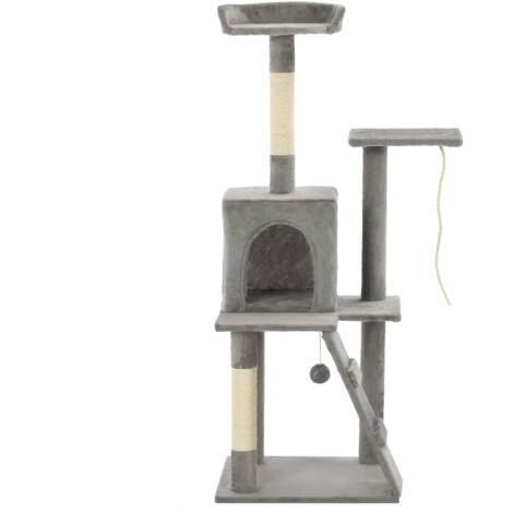Rascador para gatos con nicho, peluche de sisal, 120 cm, gris 3702214
