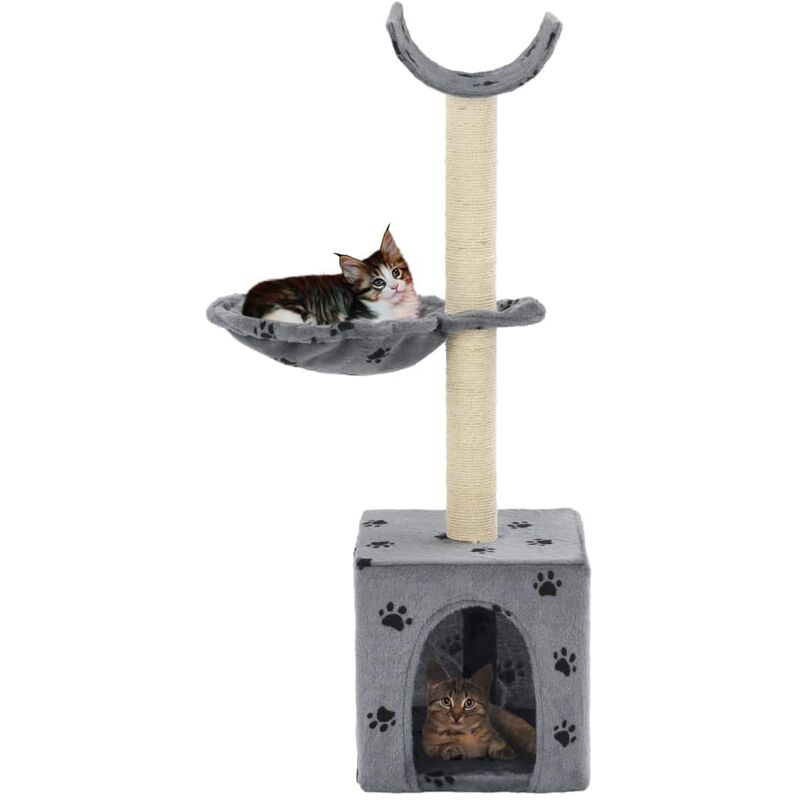 

Rascador para gatos con poste de sisal 105 cm huellas gris
