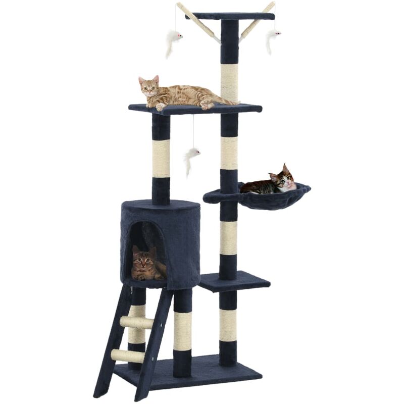 

Rascador para gatos con poste de sisal 138 cm azul oscuro - Azul