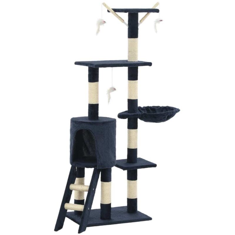 

vidaXL Rascador para gatos con poste de sisal 138 cm azul oscuro - Azul