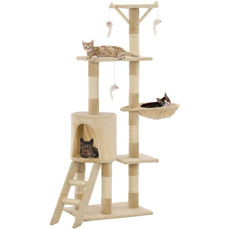 

Rascador para gatos con poste de sisal 138 cm beige
