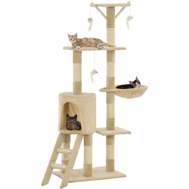 

Rascador para gatos con poste de sisal 138 cm beige - Beige