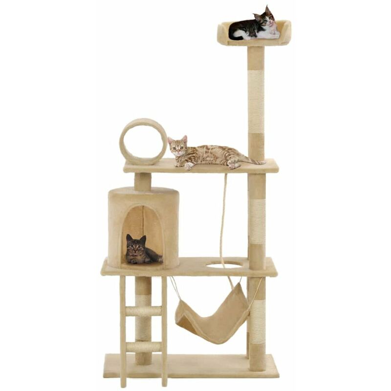 

Rascador para gatos con poste de sisal 140 cm beige