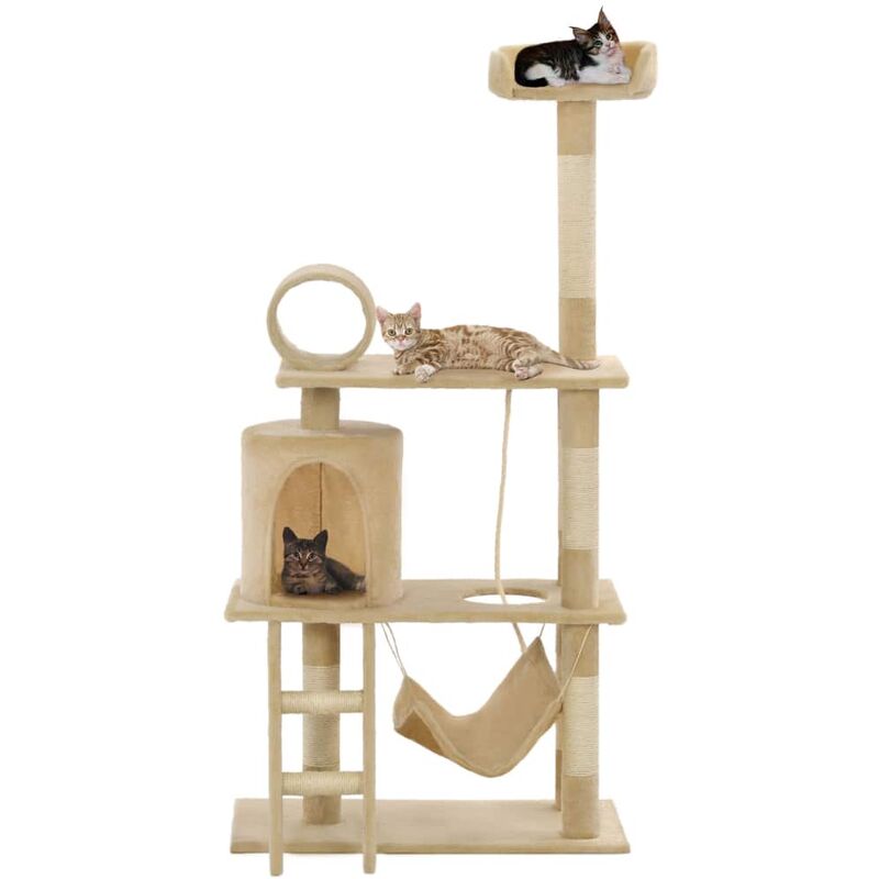 

Rascador para gatos con poste de sisal 140 cm beige