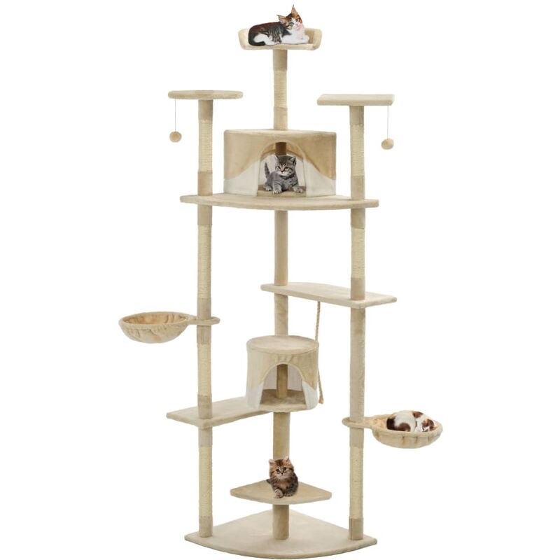 

Rascador para gatos con poste de sisal 203 cm beige y blanco - Multicolor