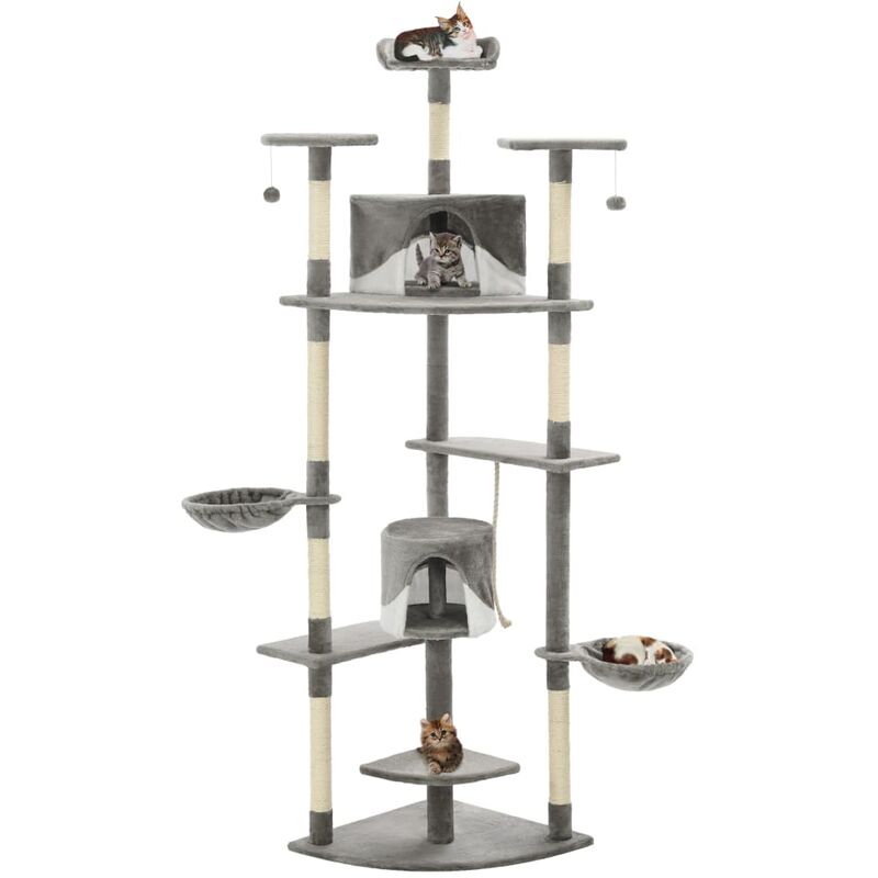 

Rascador para gatos con poste de sisal 203 cm gris y blanco - Multicolor