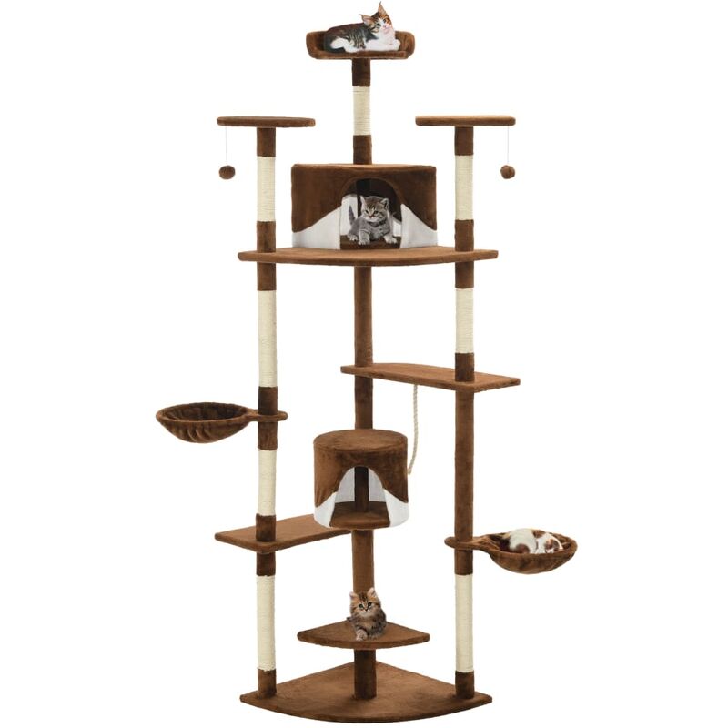 

Rascador para gatos con poste de sisal 203 cm marrón y blanco