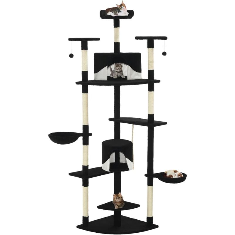 

Rascador para gatos con poste de sisal 203 cm negro y blanco