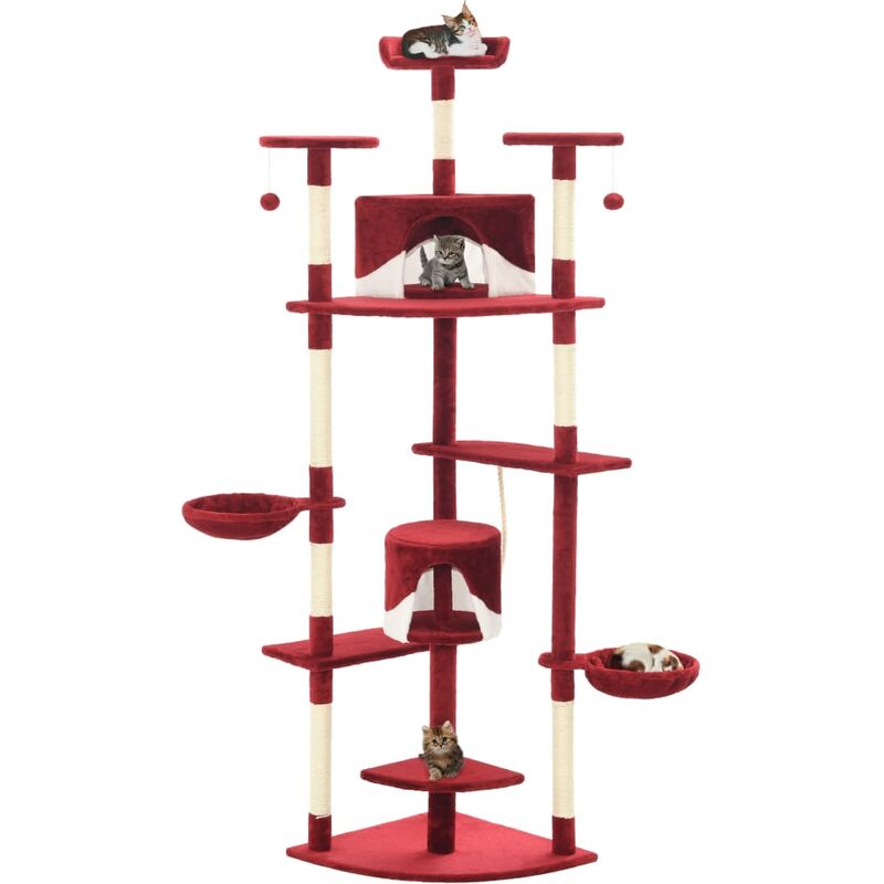 

Rascador para gatos con poste de sisal 203 cm rojo y blanco - Multicolor