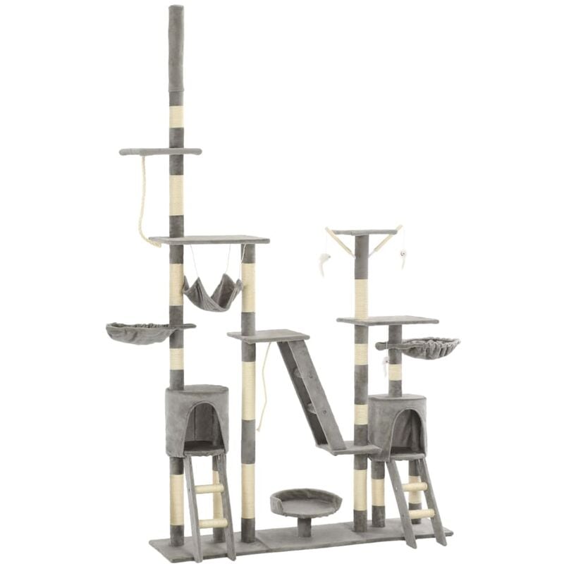 

Rascador para gatos con poste de sisal 230-250 cm gris - Gris