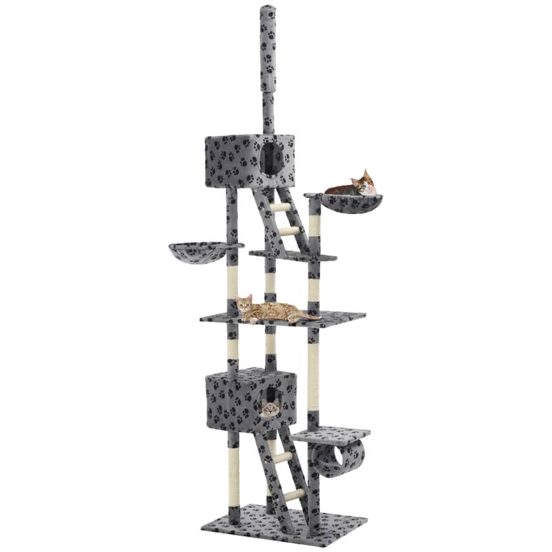 

Rascador para gatos con poste de sisal 230-260 cm huellas gris