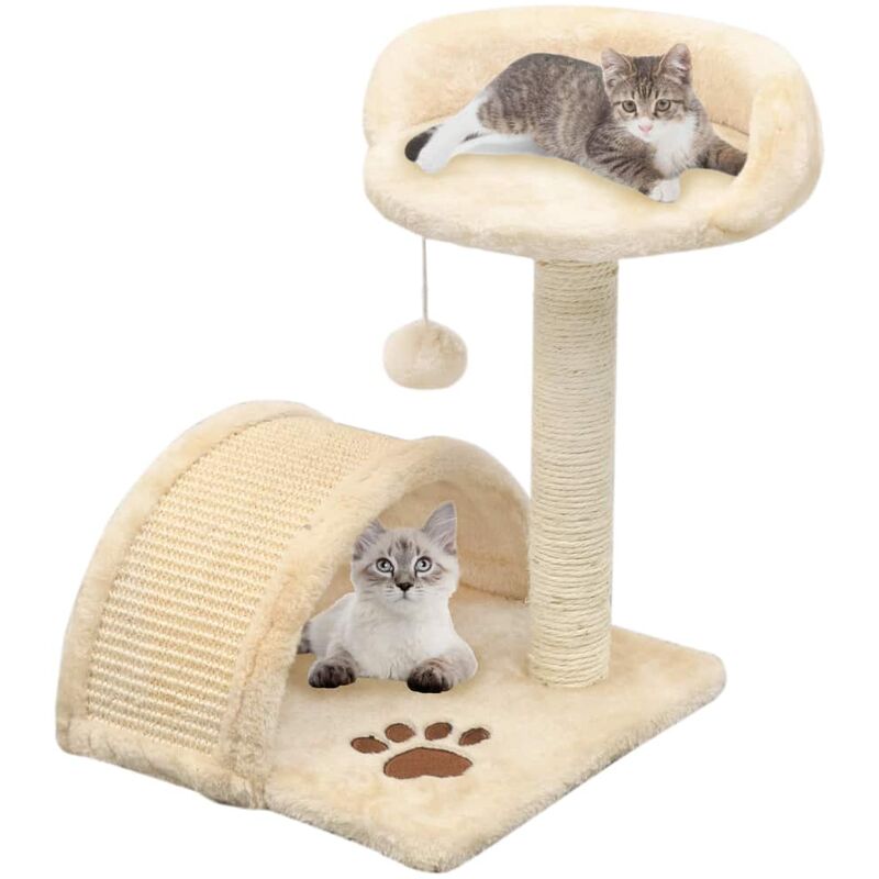 

Rascador para gatos con poste de sisal 40 cm beige y marrón