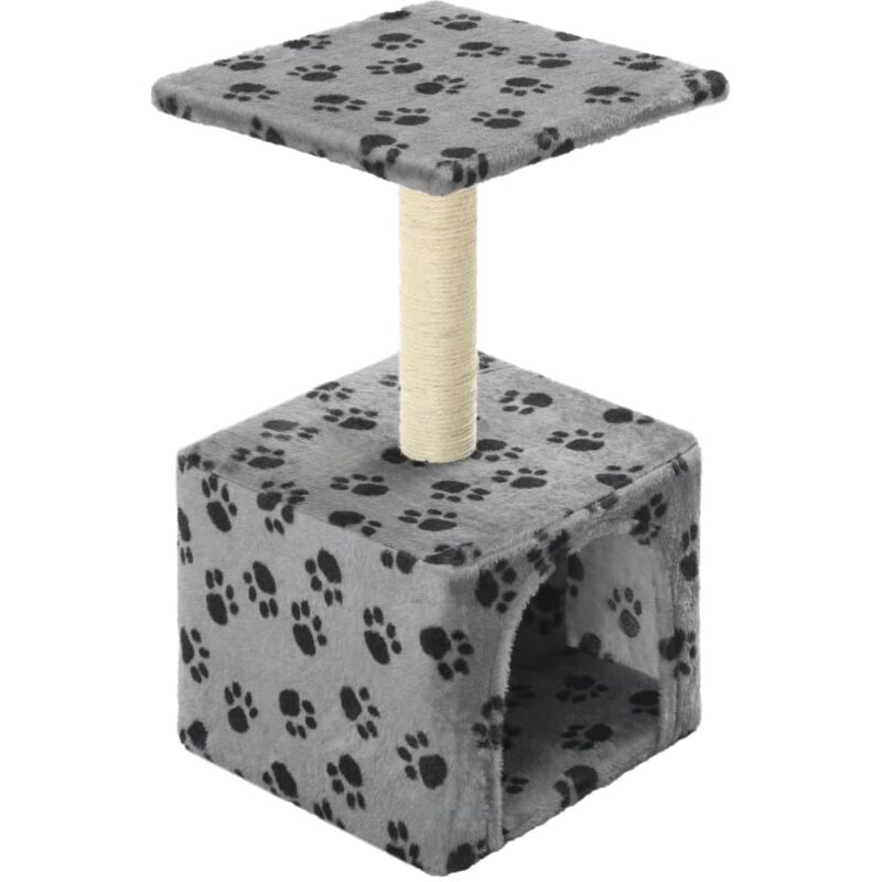 

vidaXL Rascador para gatos con poste de sisal 55 cm huellas beige - Gris