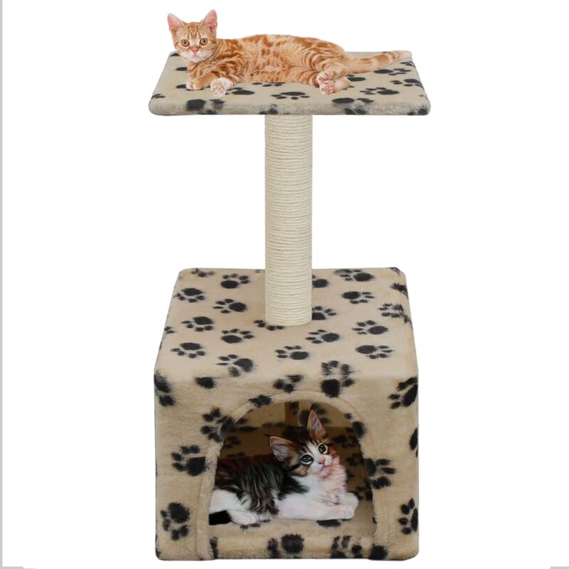 

Rascador para gatos con poste de sisal 55 cm huellas beige