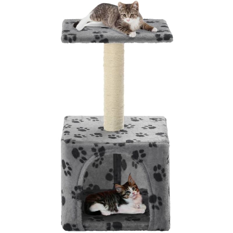 

Youthup - Rascador para gatos con poste de sisal 55 cm huellas beige - Gris