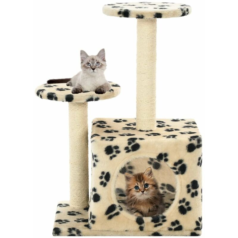

Rascador para gatos con poste de sisal 60 cm huellas beige