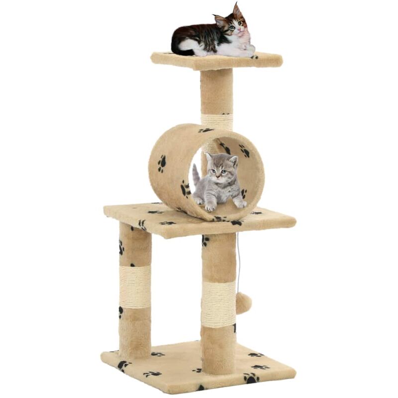 

Rascador para gatos con poste de sisal 65 cm huellas beige