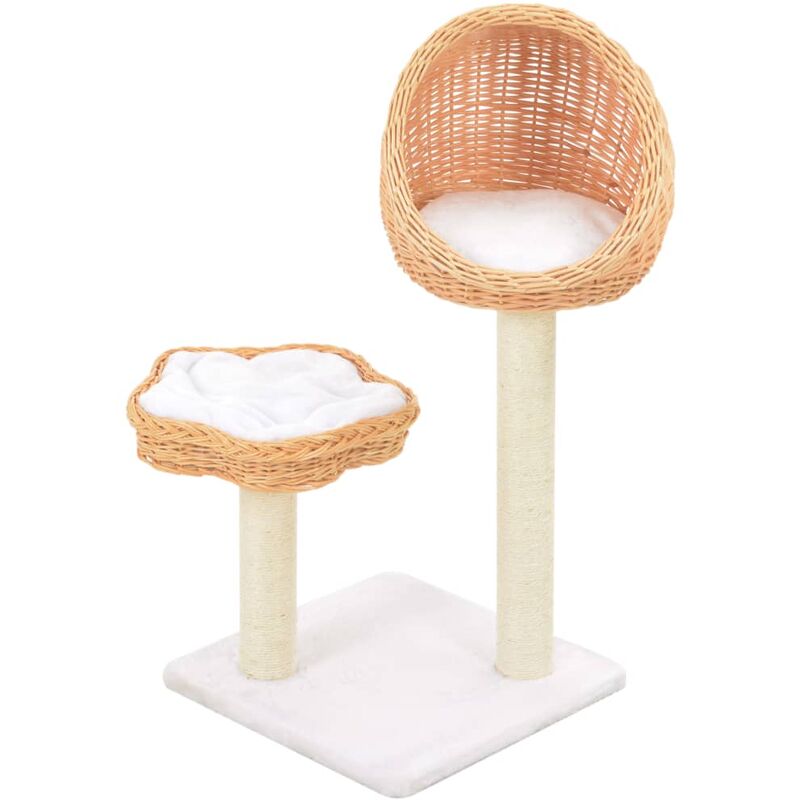 

Rascador para gatos con poste de sisal madera natural de sauce