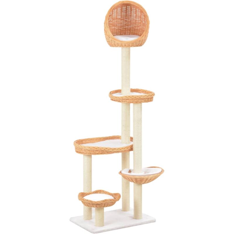 

Rascador para gatos con poste de sisal madera natural de sauce - Marrón