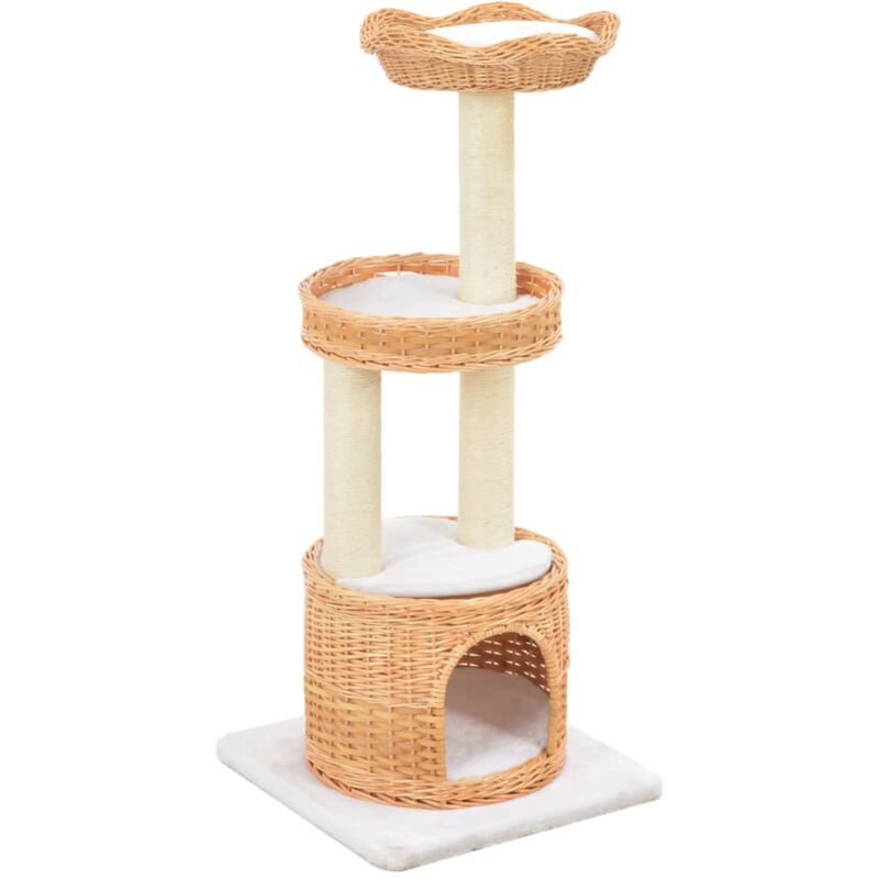 

vidaXL Rascador para gatos con poste de sisal madera natural de sauce - Marrón