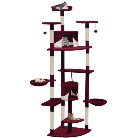 Rascador para gatos con poste de sisal rojo y blanco 203 cm vidaXL