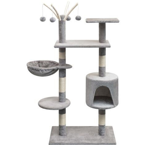 Rascador para gatos con poste rascador de sisal 125 cm gris
