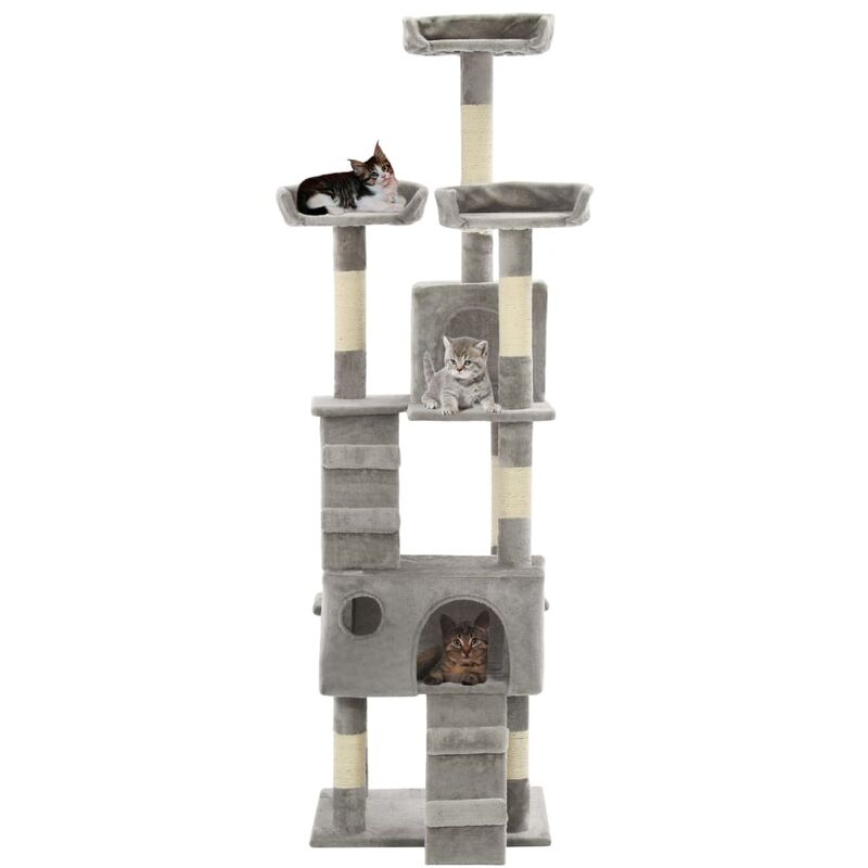 

Rascador para gatos con poste rascador de sisal 170 cm gris