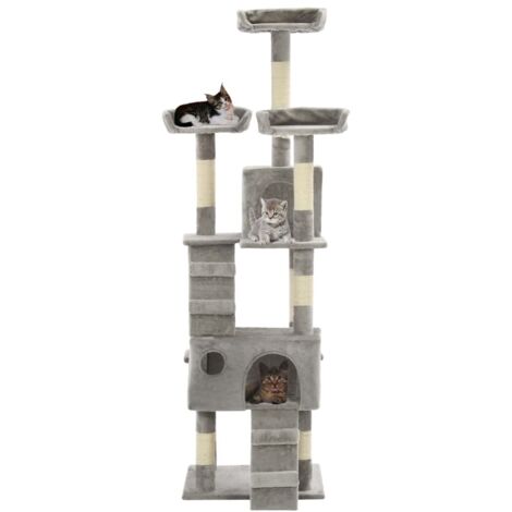 Rascador para gatos con poste rascador de sisal 170 cm gris