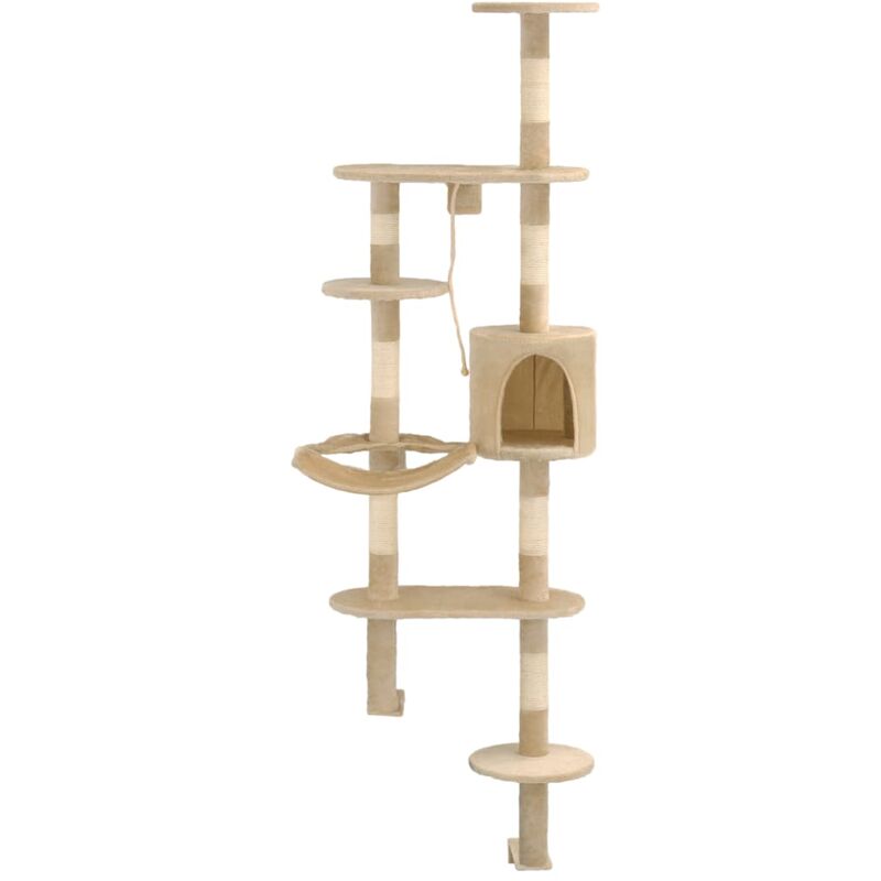 

vidaXL Rascador de gatos de pared con poste de sisal 194 cm beige - Beige