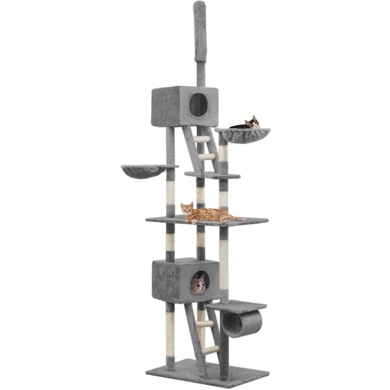 

Rascador para gatos con poste rascador de sisal 230-260 cm gris