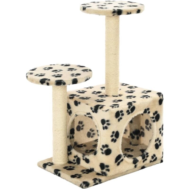 

vidaXL Rascador para gatos con poste de sisal 60 cm huellas beige - Beige