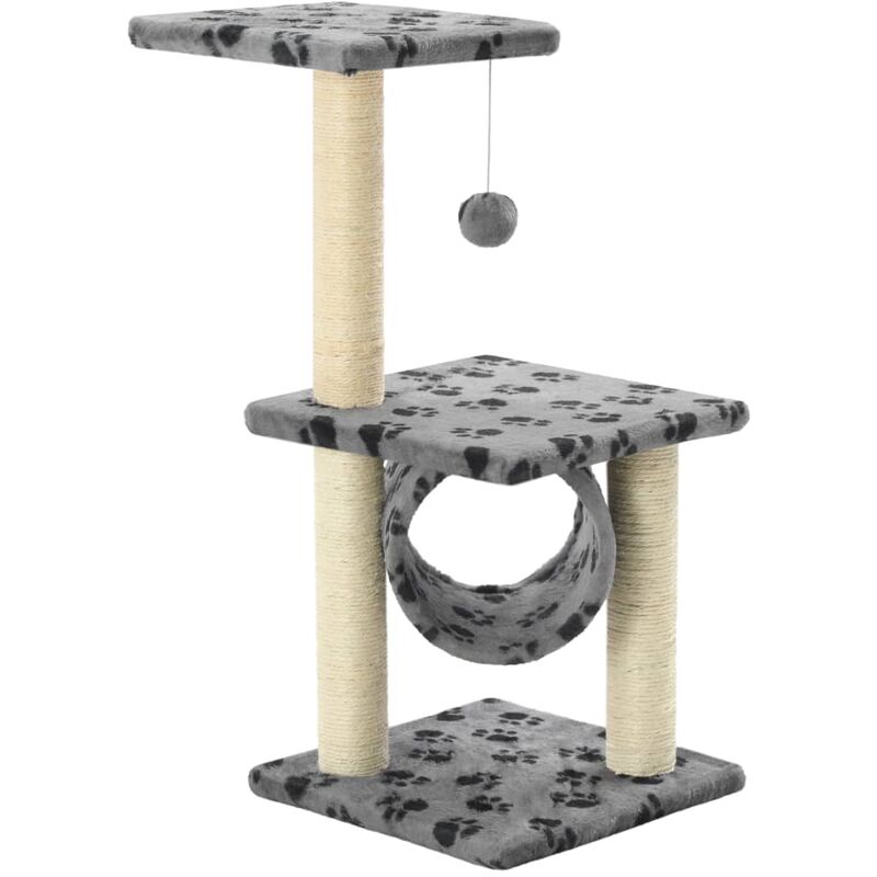 

vidaXL Rascador para Gatos con Poste de Sisal 65 cm Huellas Gris - Gris