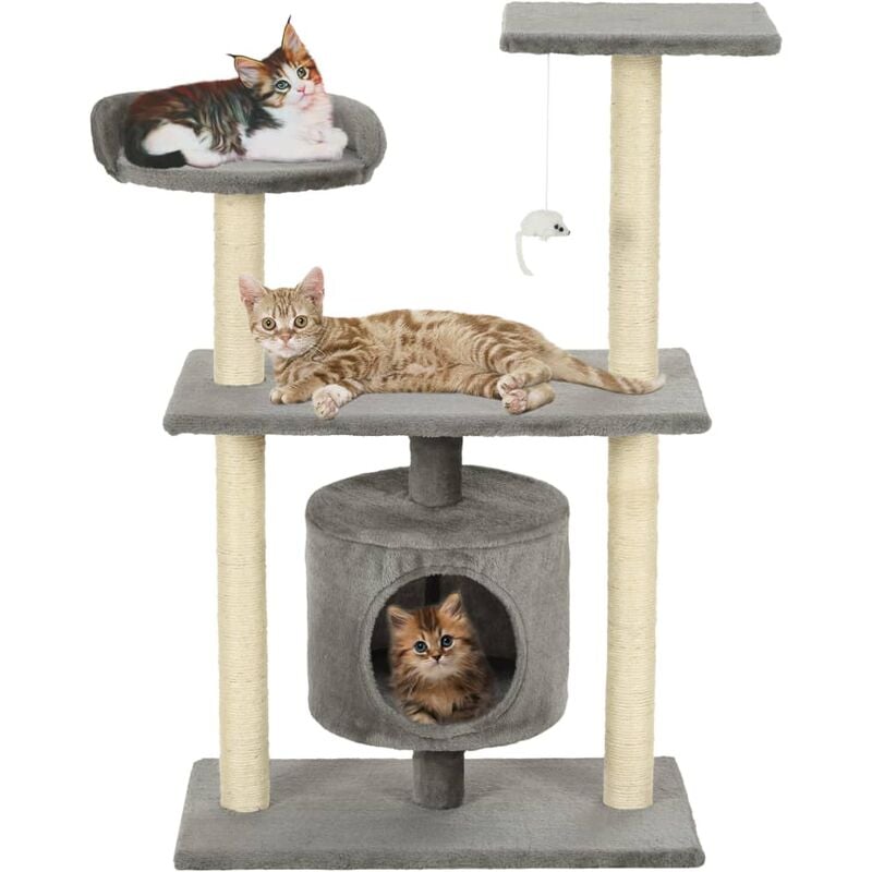 

Rascador para gatos con poste rascador de sisal 95 cm gris
