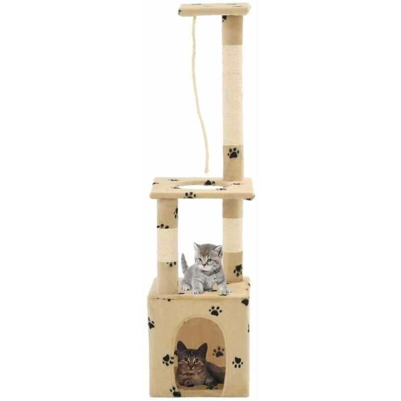 

Rascador para gatos con postes de sisal 109 cm huellas beige