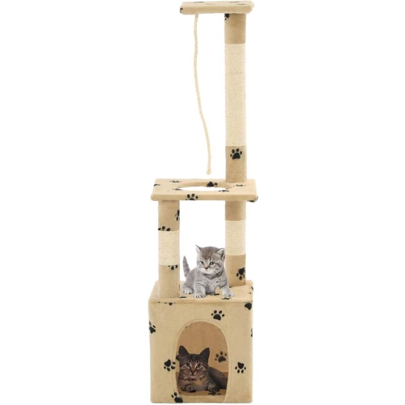 

Rascador para gatos con postes de sisal 109 cm huellas beige