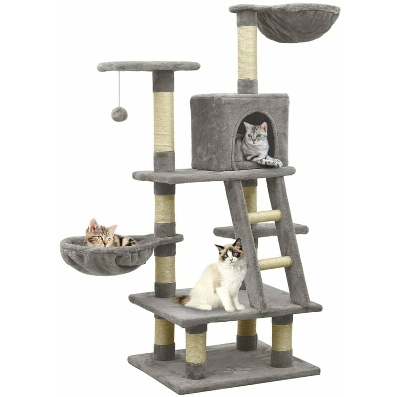 

Rascador para gatos con postes de sisal 122 cm gris