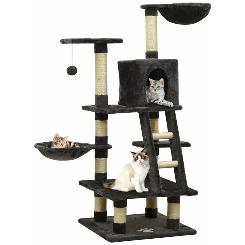 

Rascador para gatos con postes de sisal 122 cm gris oscuro