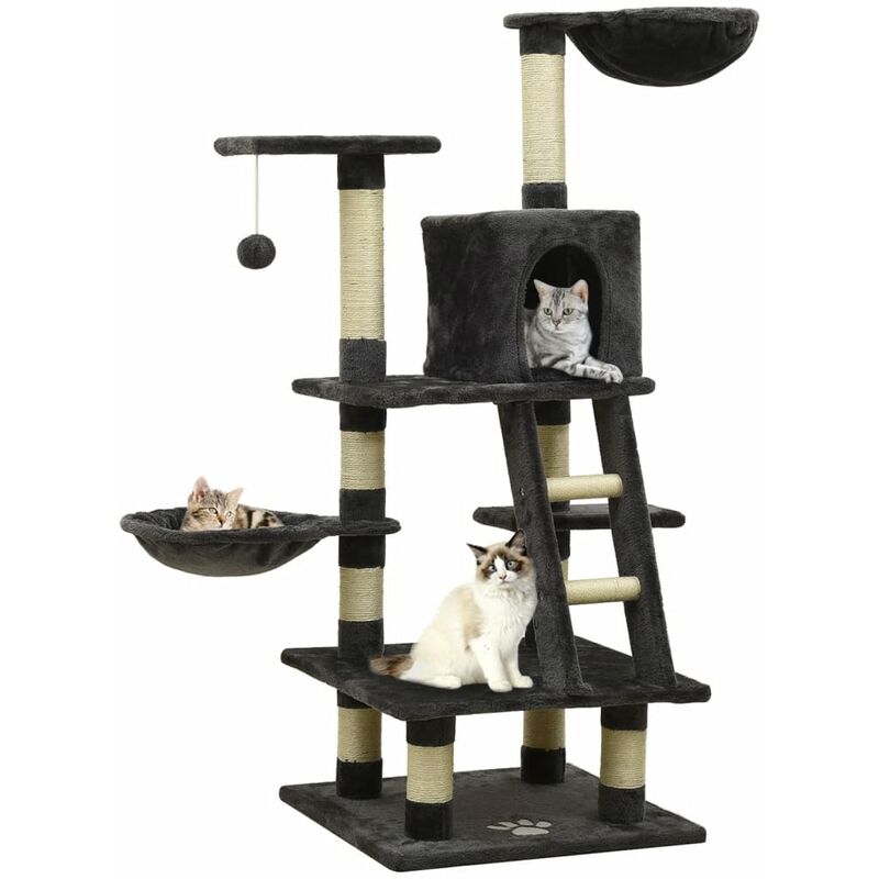 Triomphe – Rascador para gatos con postes de sisal 122 cm gris oscuro