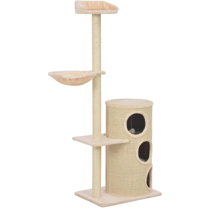 

Rascador para gatos con postes de sisal 148 cm beige