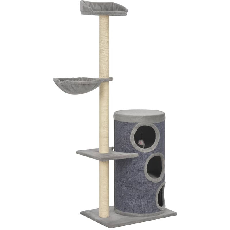 

Rascador para gatos con postes de sisal 148 cm gris