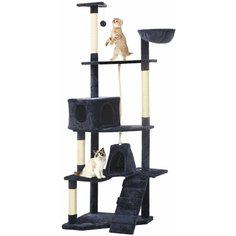 

Happyshopping - Rascador para gatos con postes de sisal 191 cm azul