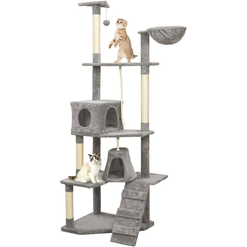 

Rascador para gatos con postes de sisal 191 cm gris claro