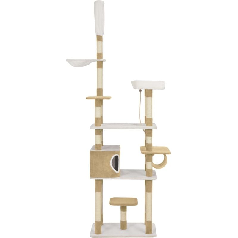 

Rascador para gatos con postes de sisal 235 cm beige