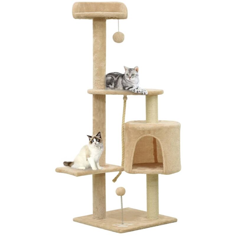

Rascador para gatos con postes de sisal beige 120 cm