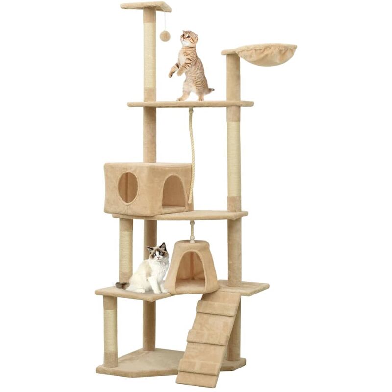 

Rascador para gatos con postes de sisal beige 191 cm