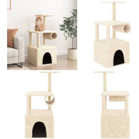 Rascador para gatos con postes de sisal color crema 109,5 cm - Postes de sisal - Juego de rascadores