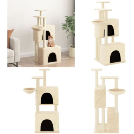 Rascador para gatos con postes de sisal color crema 122 cm - Postes de sisal - Gato