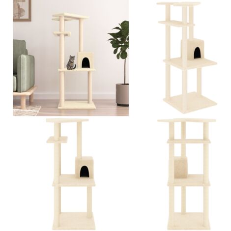 Rascador para gatos con postes de sisal color crema 123 cm - Postes de sisal - Juego de rascadores